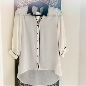 NWT cream sheer H&M blouse
